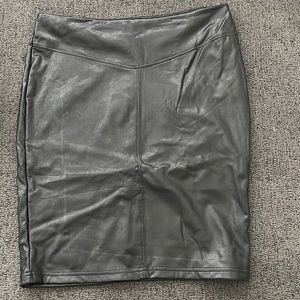 Black leather zip up Pencil Skirt